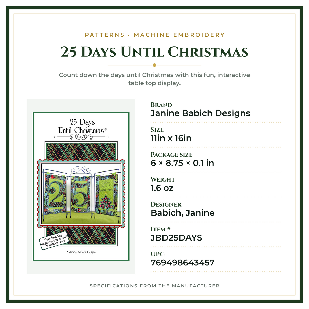 Product Specifications – 25 Days Until Christmas