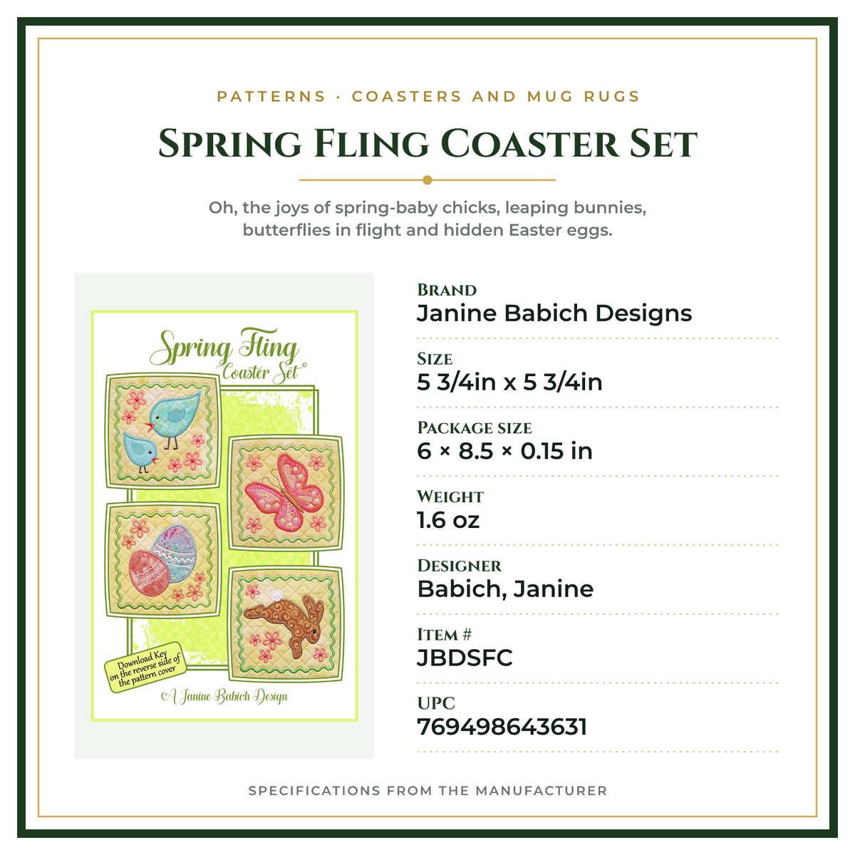 Product Specifications – Spring Fling Coaster Set