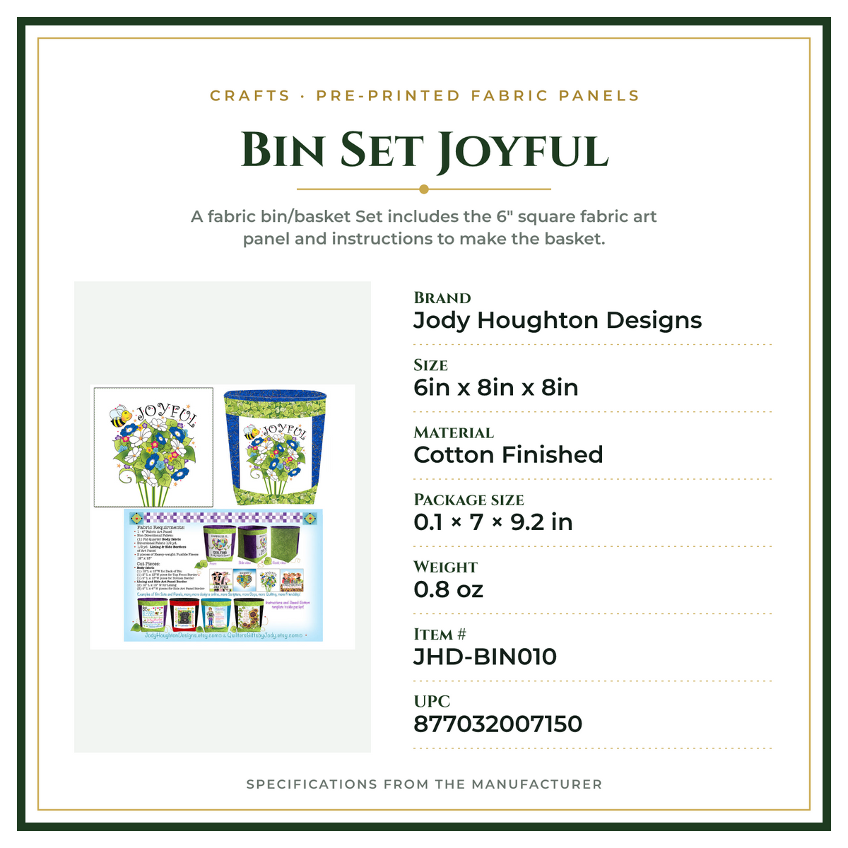 Product Specifications – Bin Set Joyful