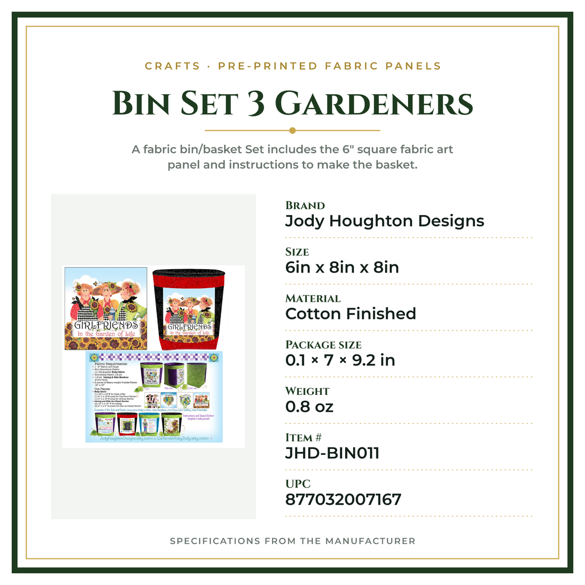 Product Specifications – Bin Set 3 Gardeners