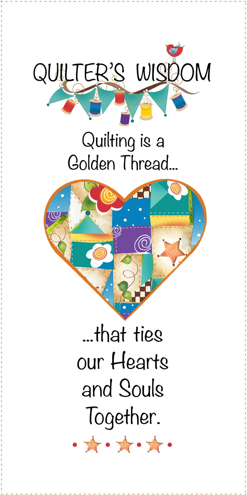 Quilter's Wisdom - Heart Fabric Art Panel
