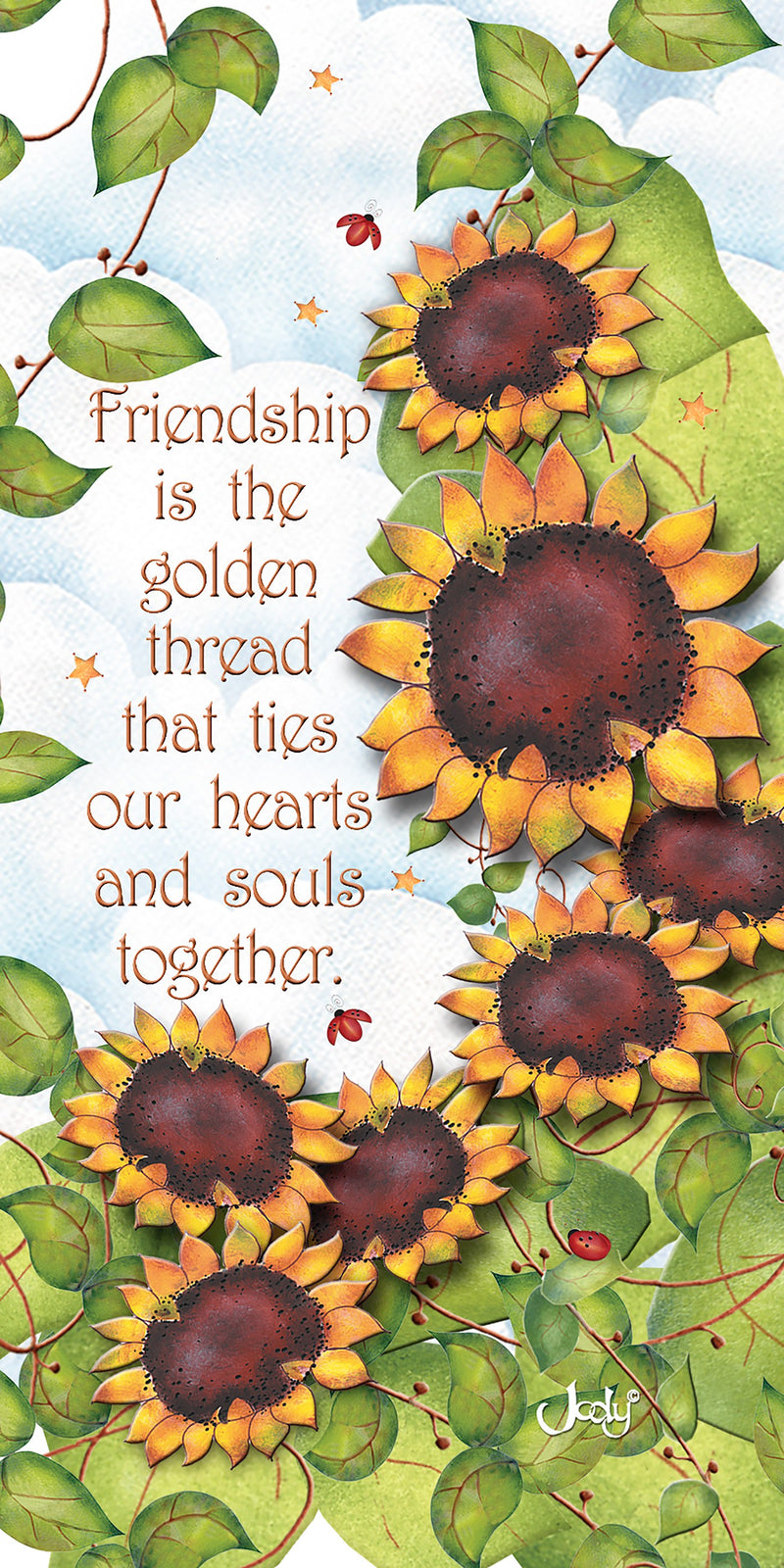 Friendship Sunflower Fabric Art Panel
