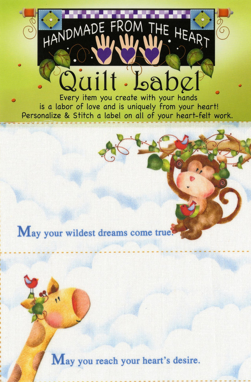 Monkey & Giraffe Quilt Label 4 per pack