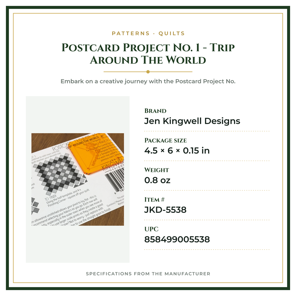Product Specifications – Postcard Project No. 1 - Trip Around The World