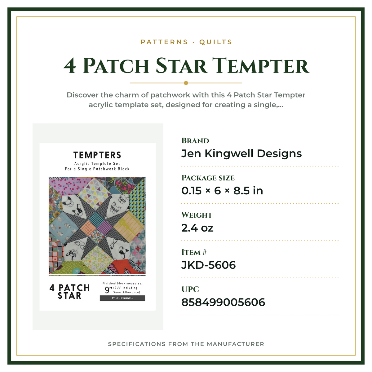 Product Specifications – 4 Patch Star Tempter