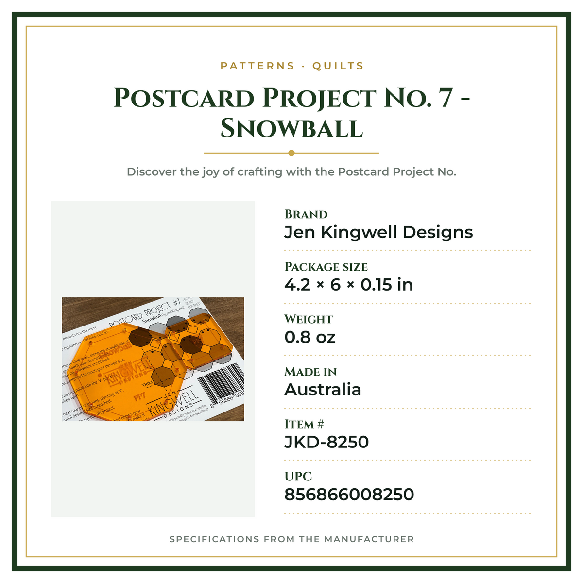 Product Specifications – Postcard Project No. 7 - Snowball