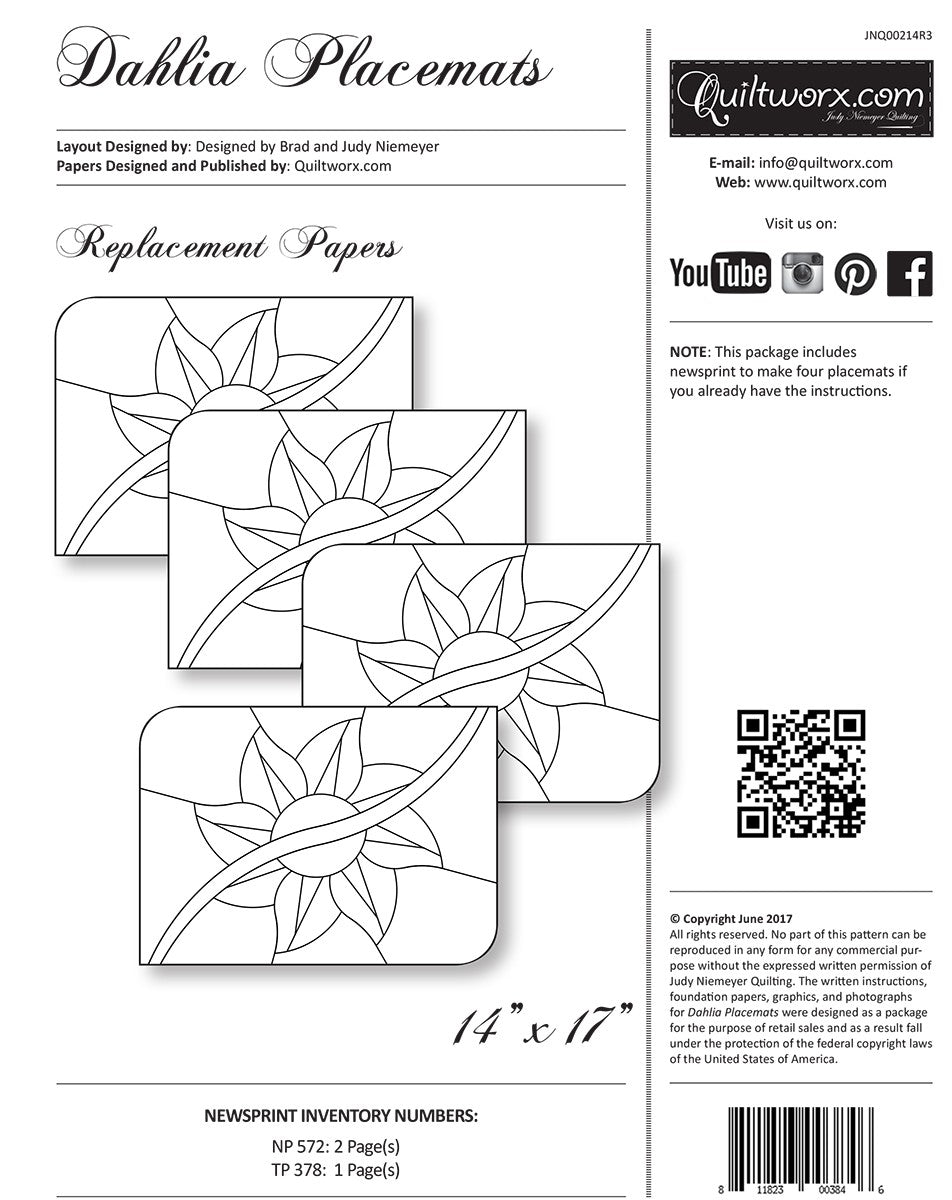 Dahlia Placemats Replacement Papers