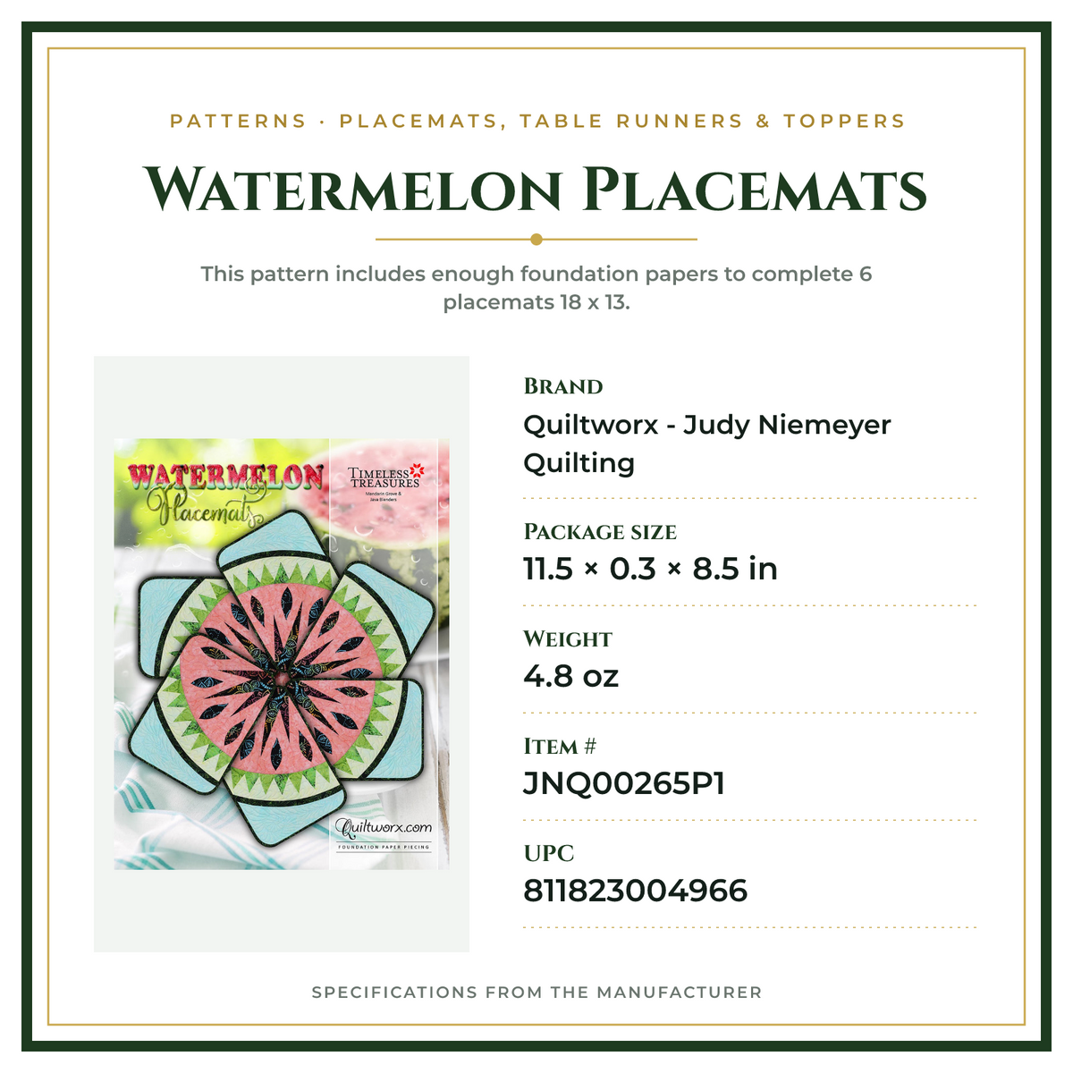 Product Specifications – Watermelon Placemats
