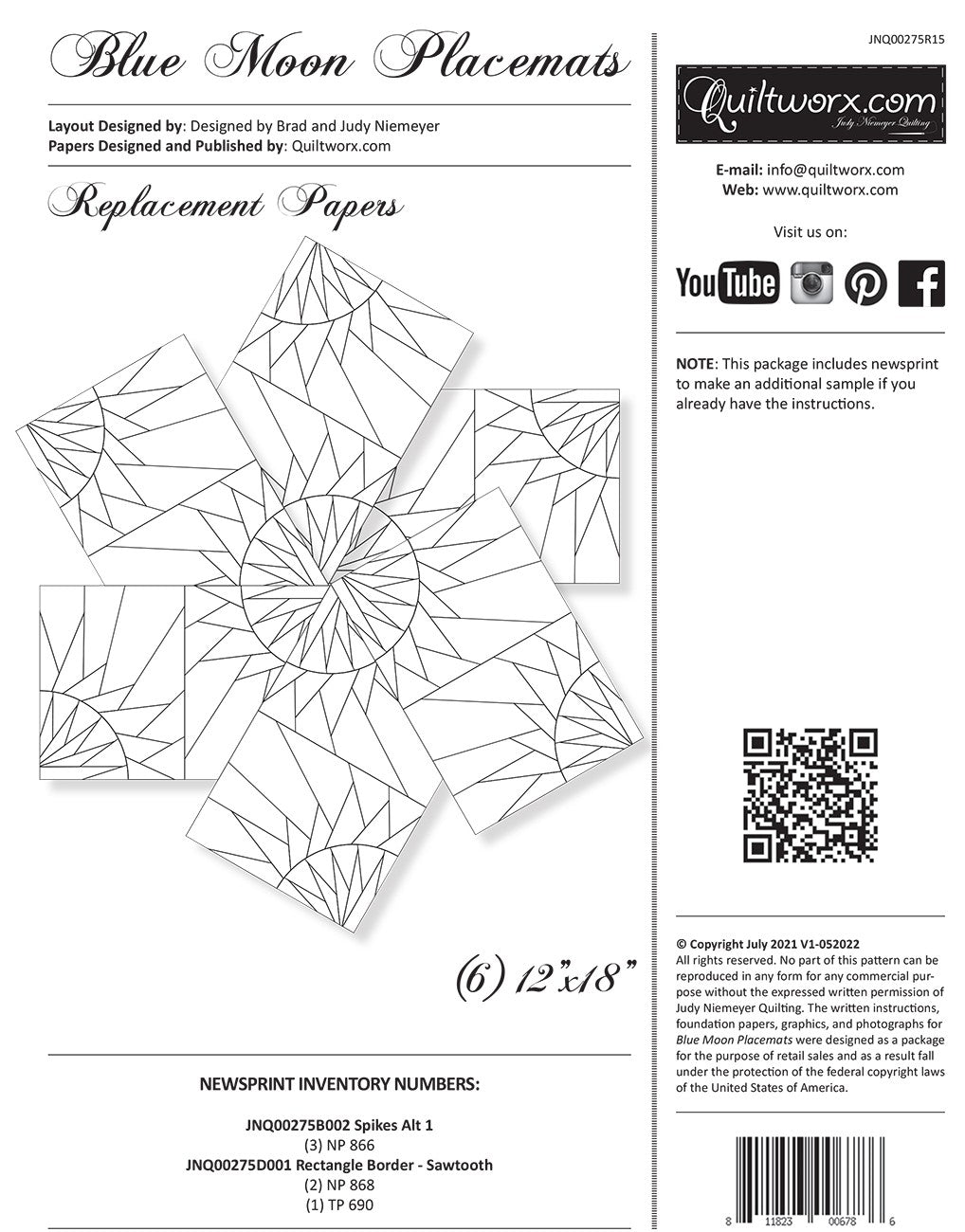 Blue Moon Placemats Replacement Papers