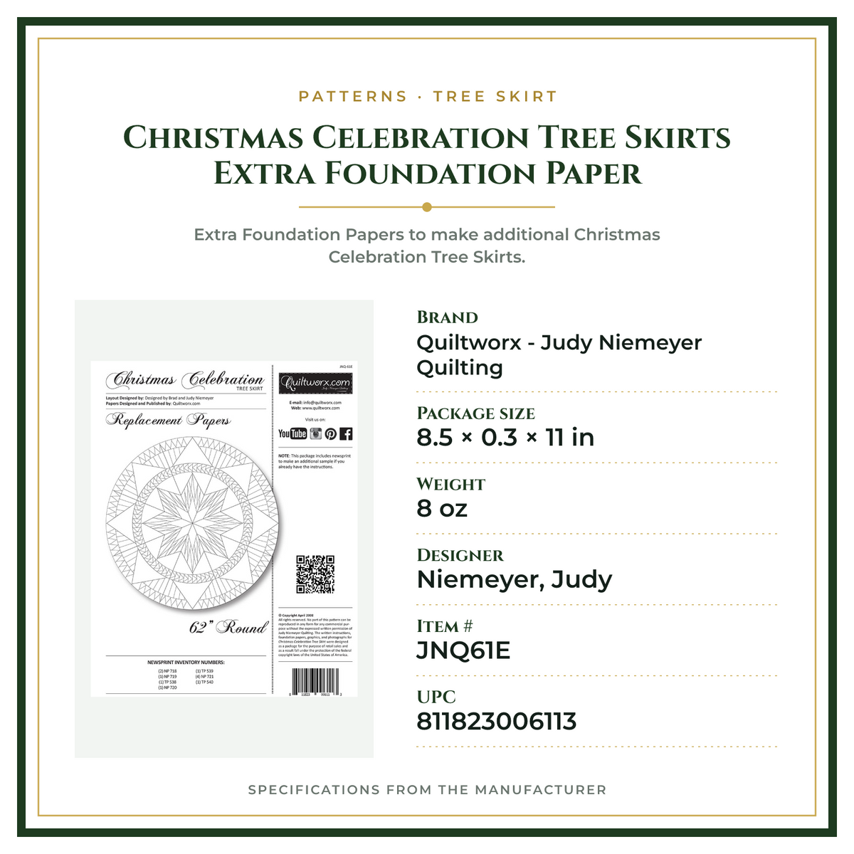 Product Specifications – Christmas Celebration Tree Skirts Extra Foundation Paper