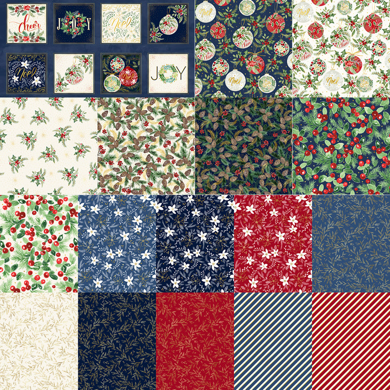 Fat Quarter Joyful, 17pcs/bundle