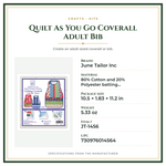 Product Specifications – Quilt As You Go Coverall Adult Bib