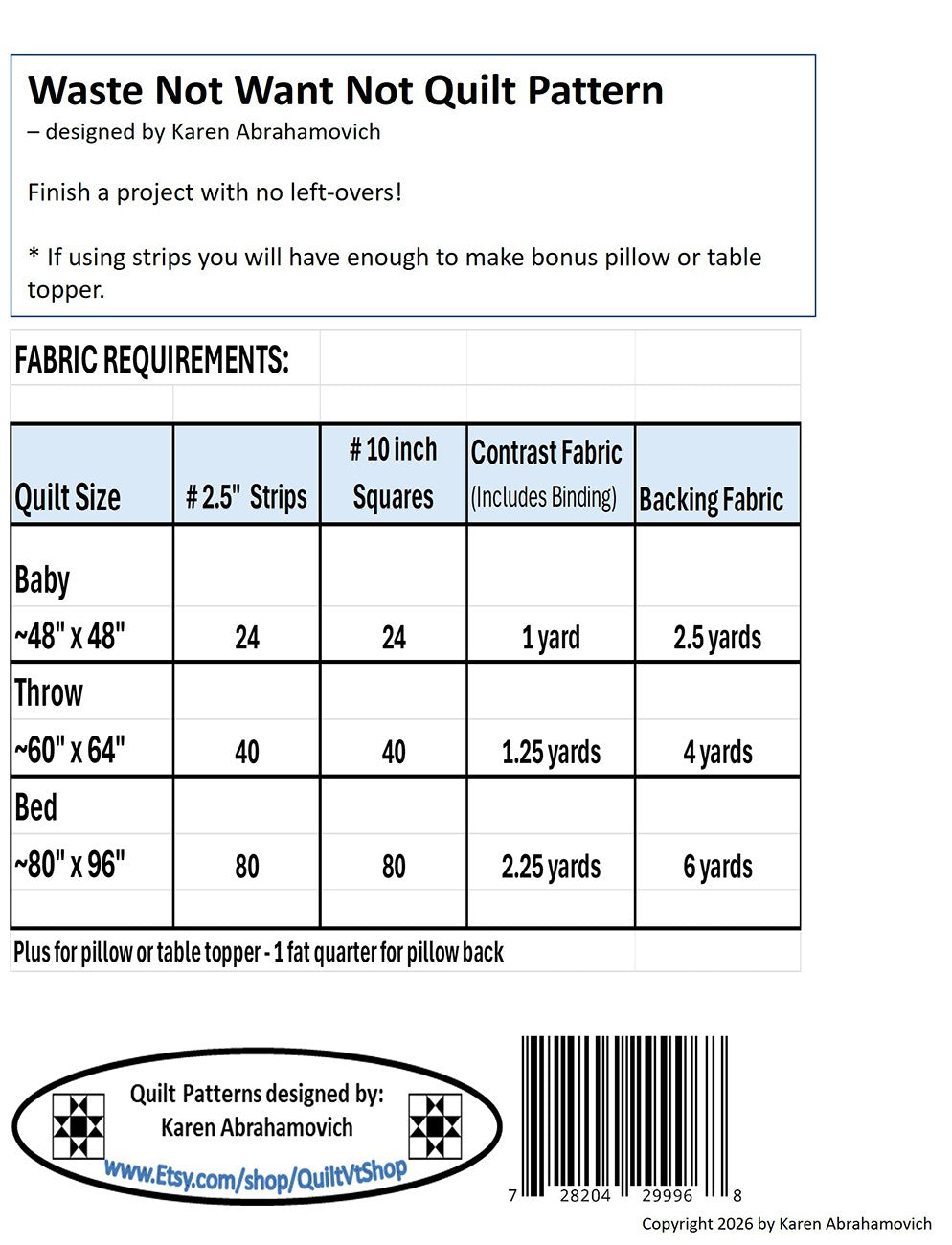 Waste Not Want Not Quilt Pattern