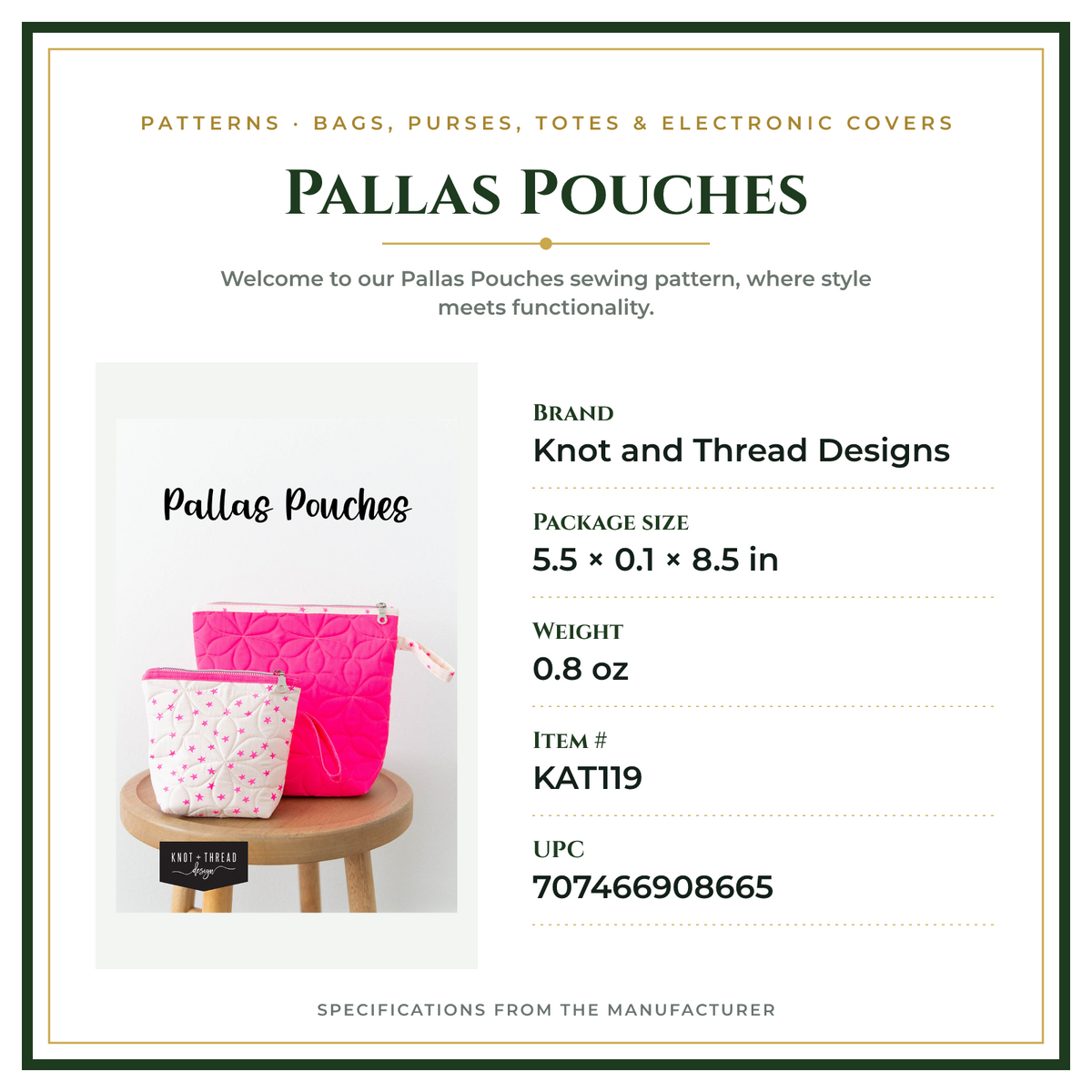 Product Specifications – Pallas Pouches