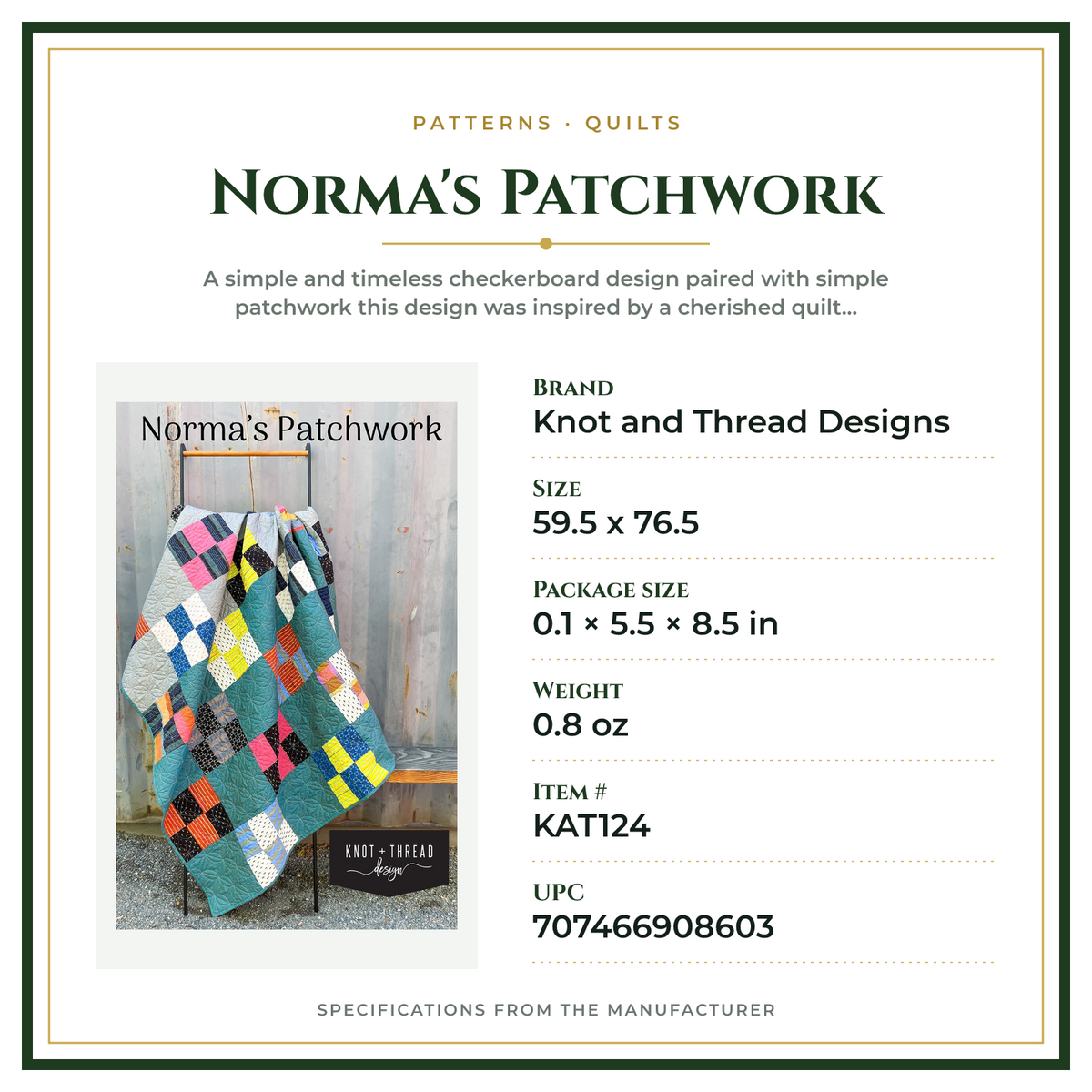 Product Specifications – Norma's Patchwork