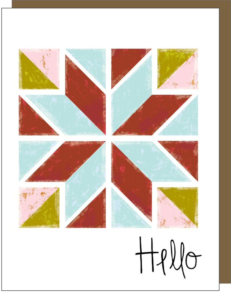 Barn Quilt Hello Gift Card