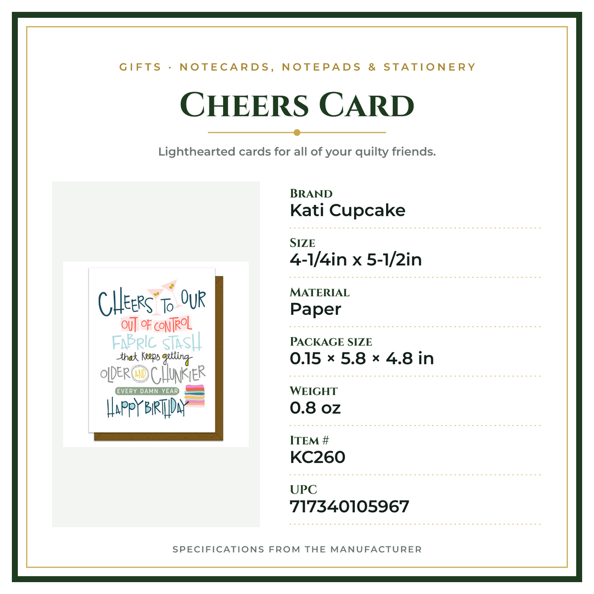 Product Specifications – Cheers Card