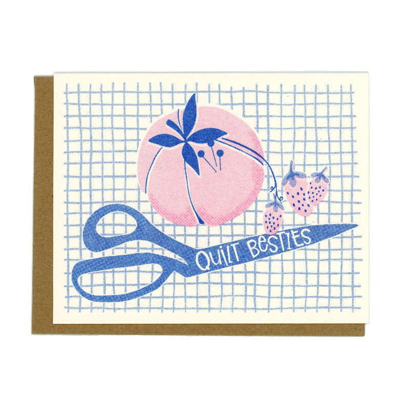 Quilt Besties - Risograph Greeting Card
