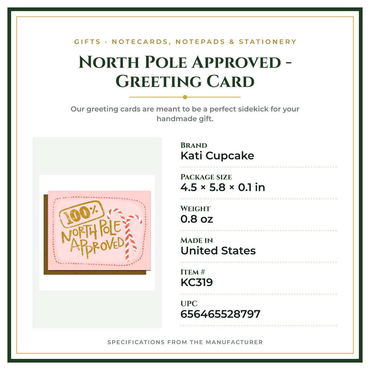 Product Specifications – North Pole Approved - Greeting Card