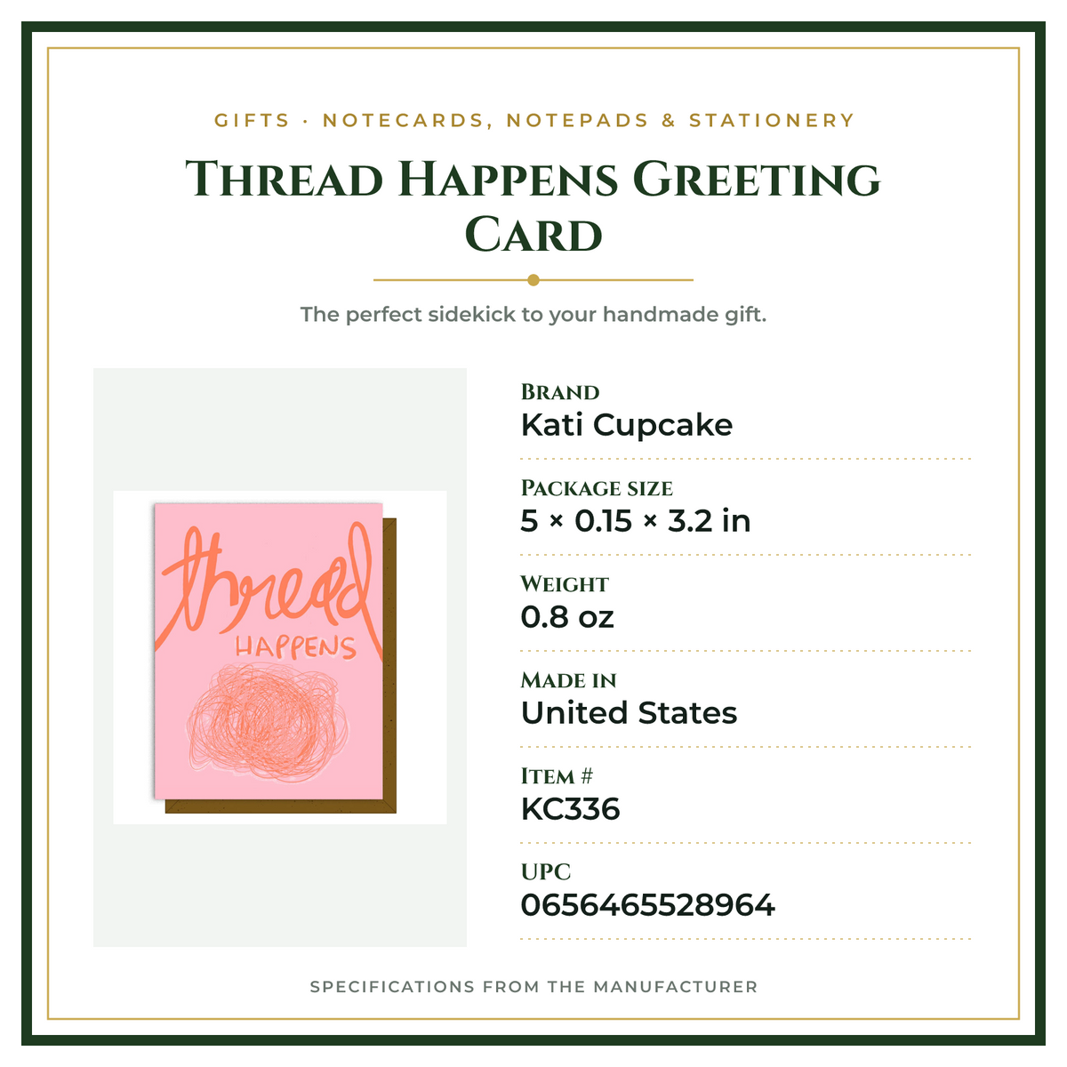 Product Specifications – Thread Happens Greeting Card
