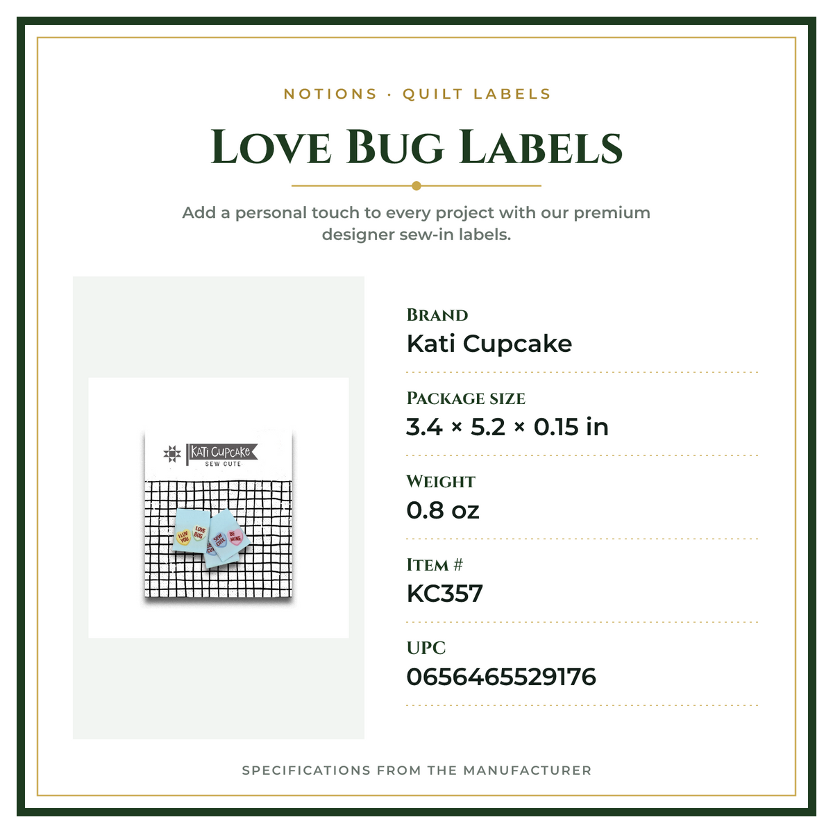 Product Specifications – Love Bug Labels