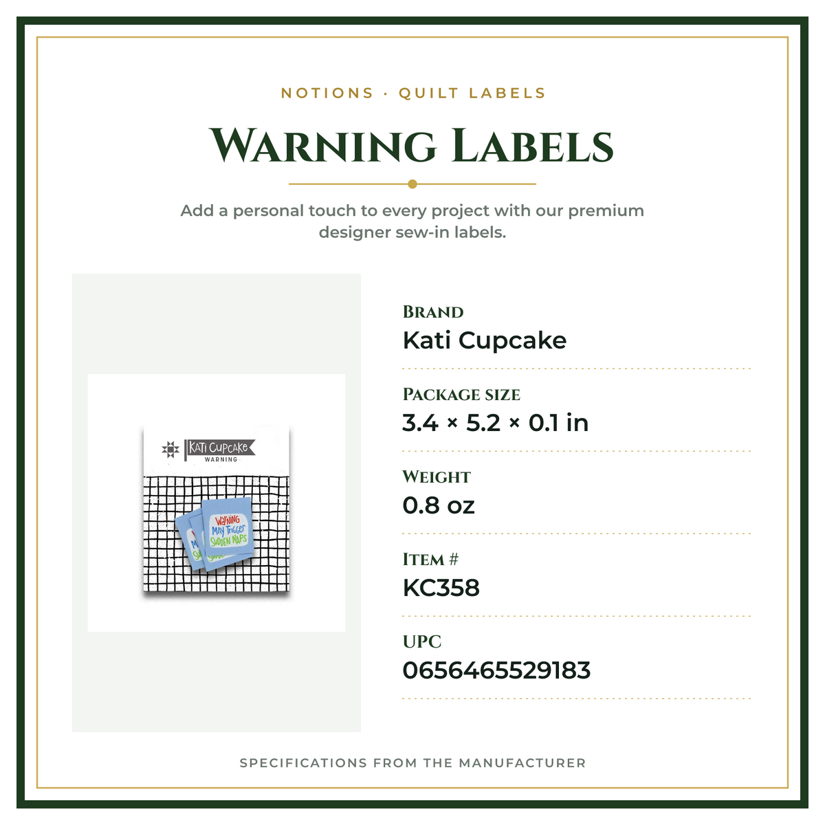 Product Specifications – Warning Labels