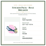 Product Specifications – Sticker Pack - Rule Breaker