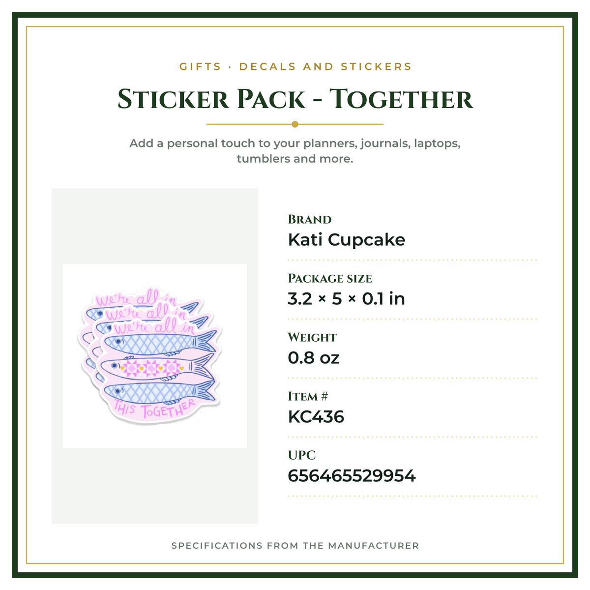 Product Specifications – Sticker Pack - Together