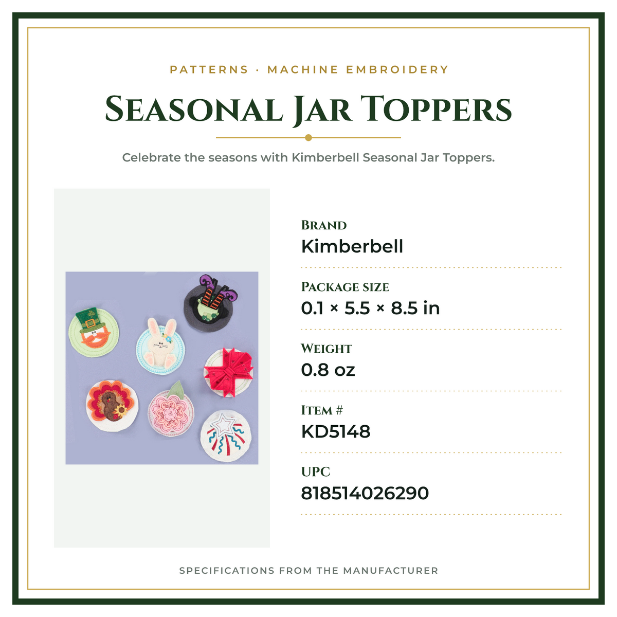 Product Specifications – Seasonal Jar Toppers