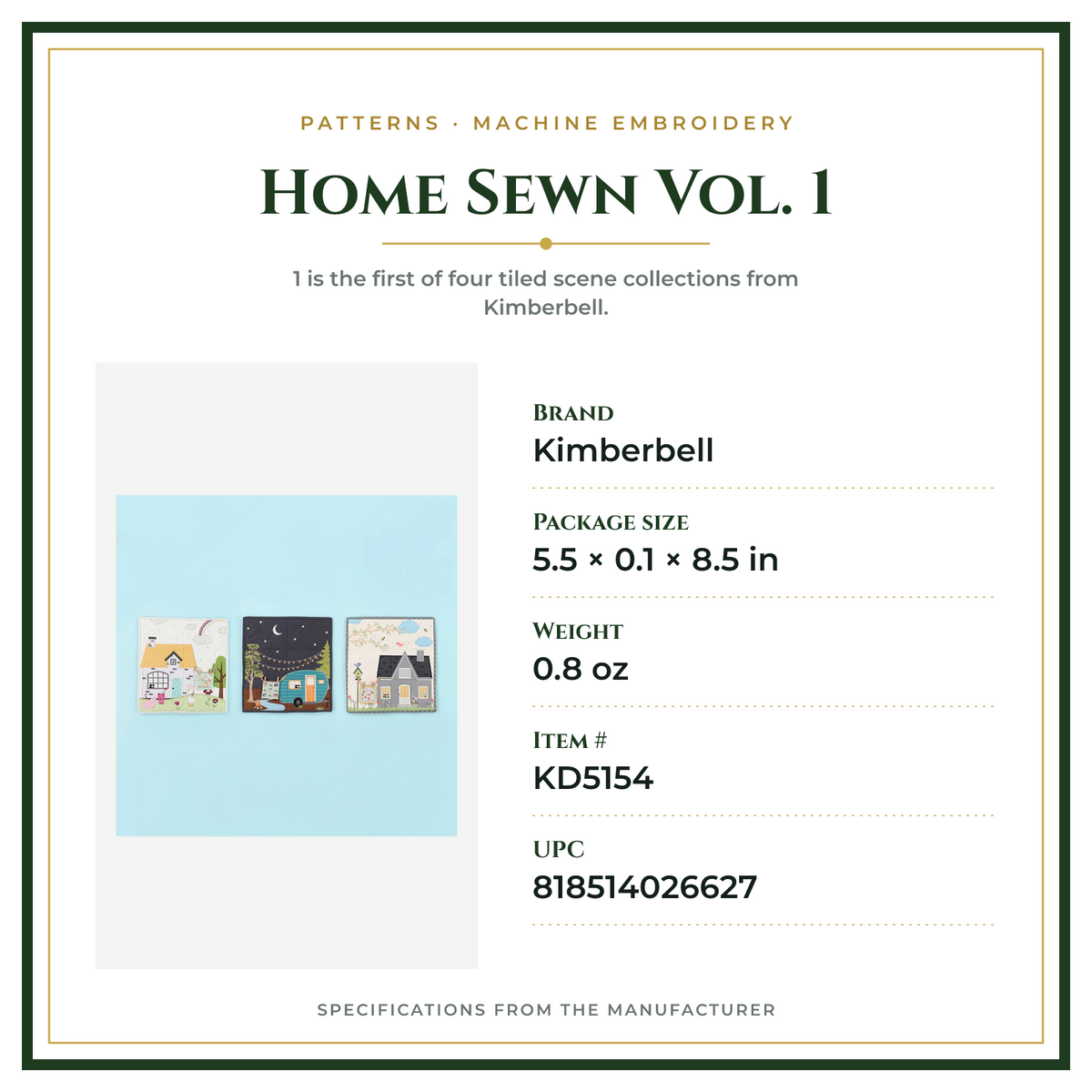 Product Specifications – Home Sewn Vol. 1
