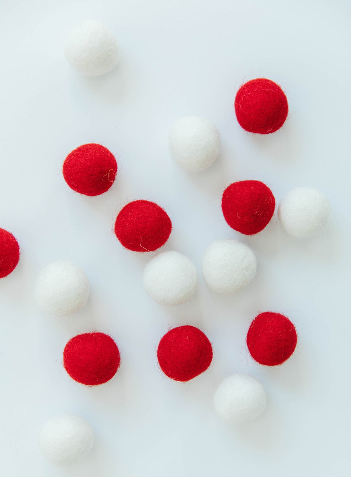 Red and White Wool Felt Balls