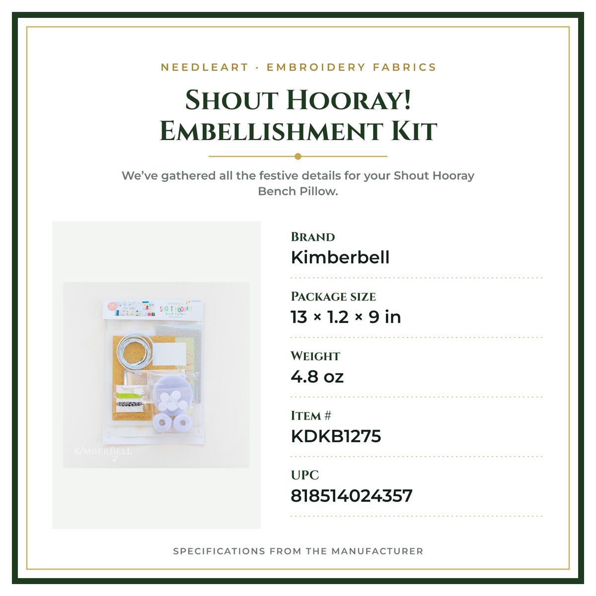 Product Specifications – Shout Hooray! Embellishment Kit