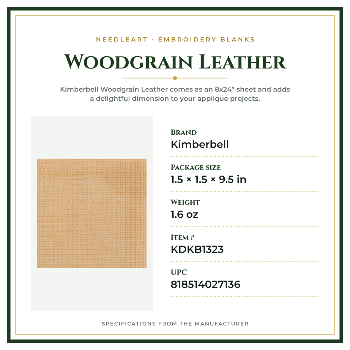 Product Specifications – Woodgrain Leather