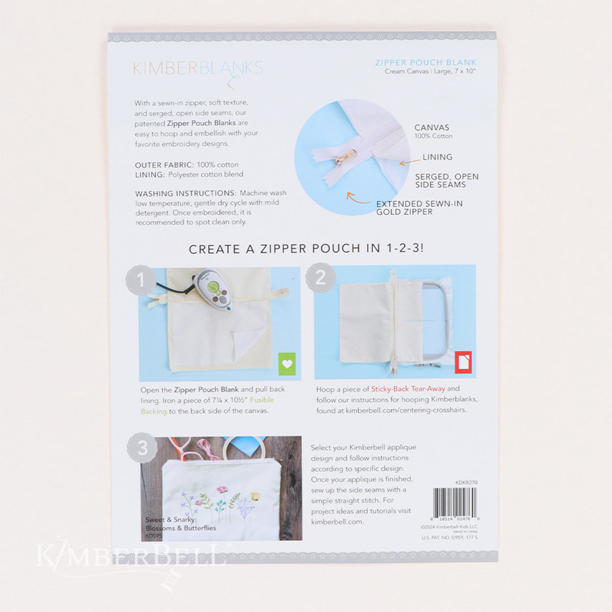 Zipper Pouch Blank Canvas Cream Large