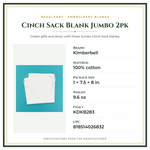 Product Specifications – Cinch Sack Blank Jumbo 2pk