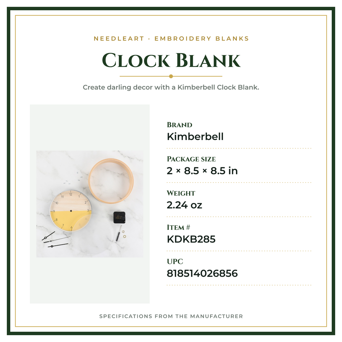 Product Specifications – Clock Blank