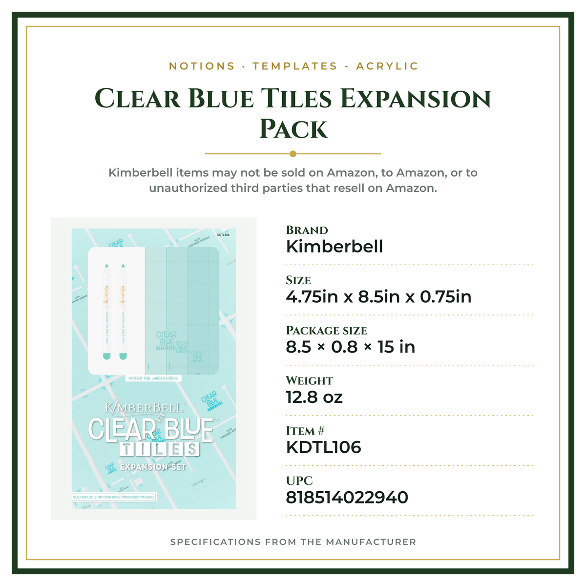 Product Specifications – Clear Blue Tiles Expansion Pack