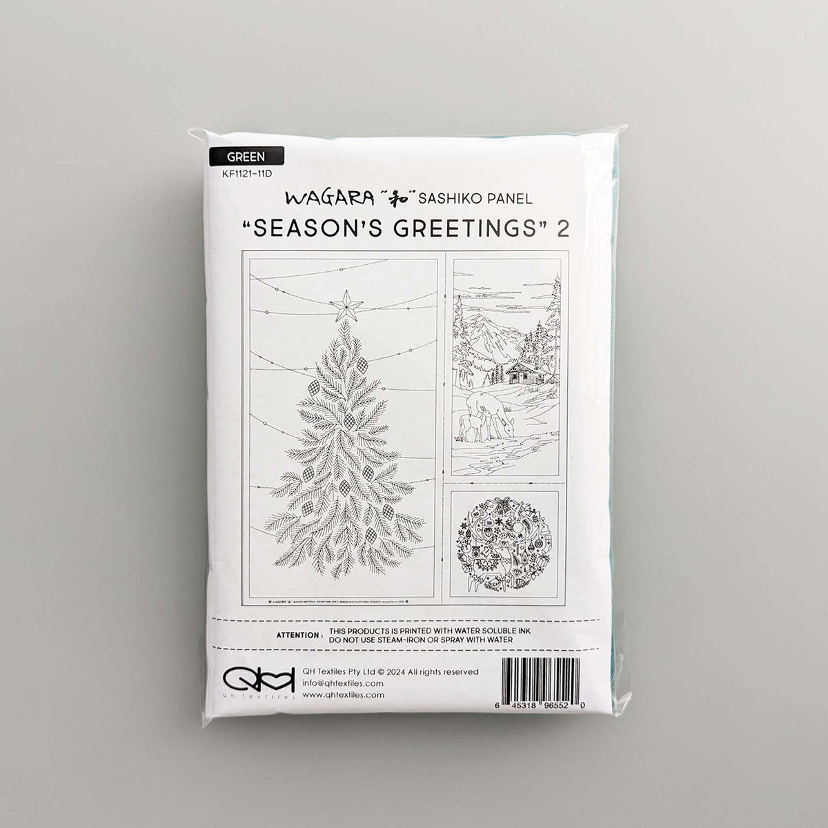 Wagara Sashiko Panel Season's Greeting Part 2 Green