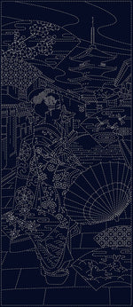 Wagara Sashiko Panel Maiko-san Blue