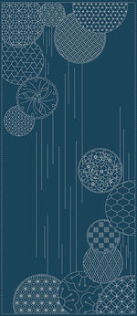 Wagara Sashiko Panel Waterfalls Blue