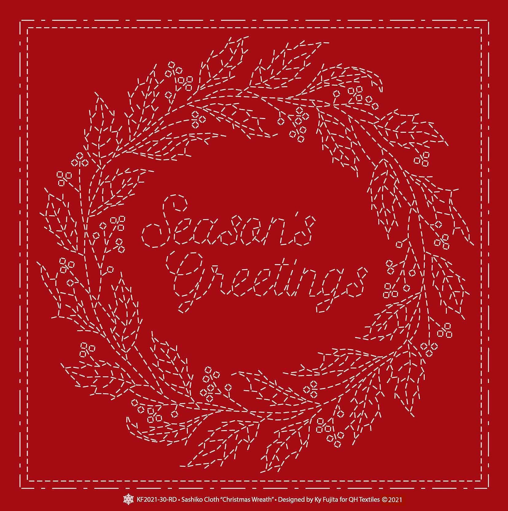 Sashiko Cloth Christmas WreathRD