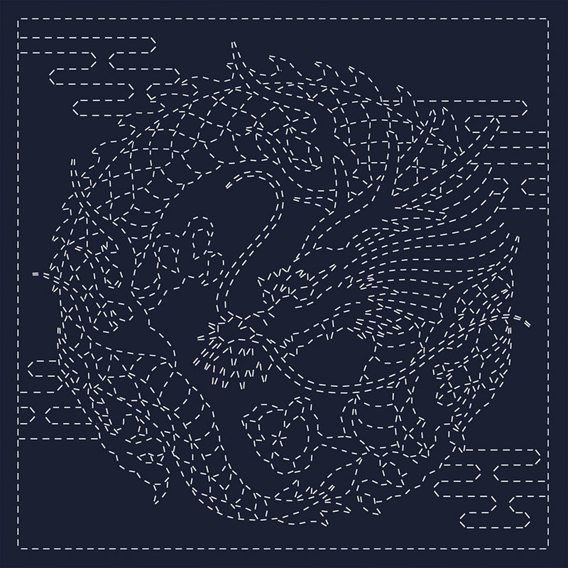 Sashiko Cloth Dragon Crest