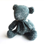 Sashiko Teddy Bear Nep Yarn Dyed Fabric Blue
