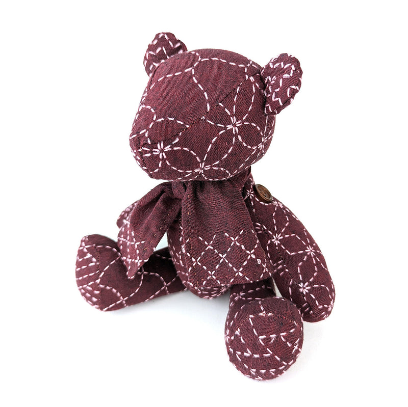 Sashiko Teddy Bear Burgundy