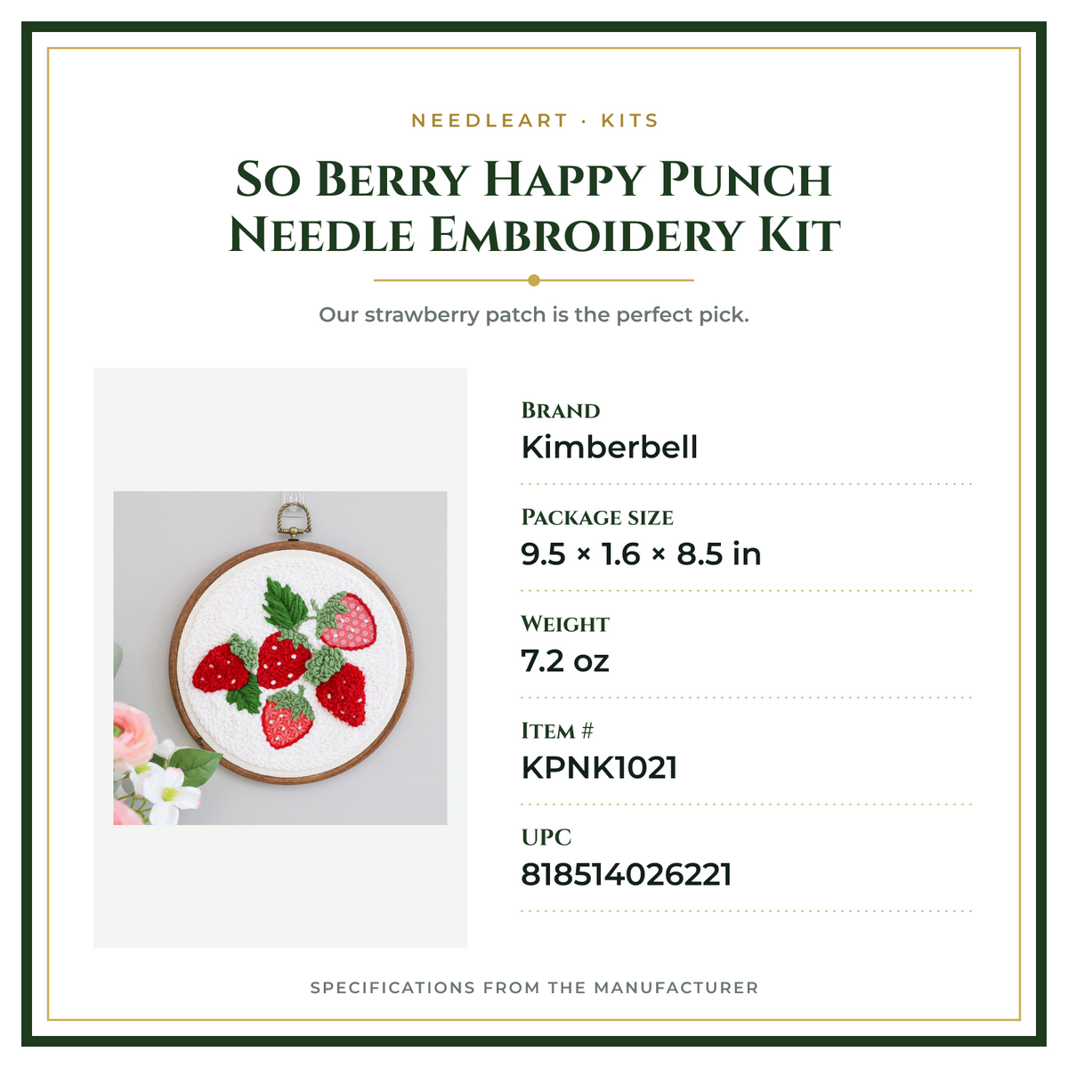 Product Specifications – So Berry Happy Punch Needle Embroidery Kit