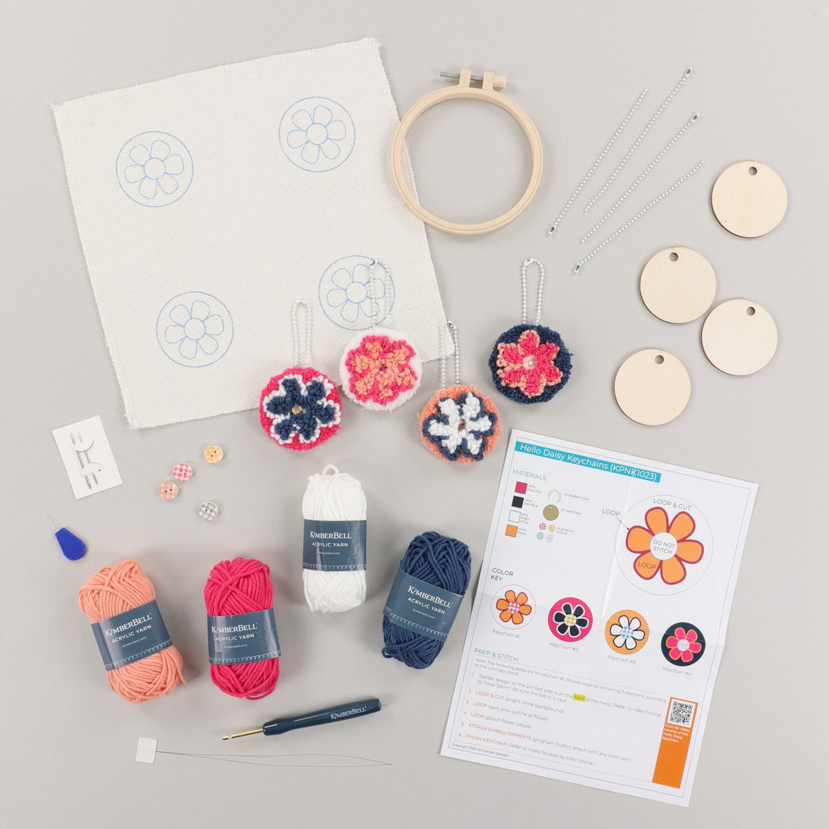 Hello Daisy Keychain Punch Needle Kit