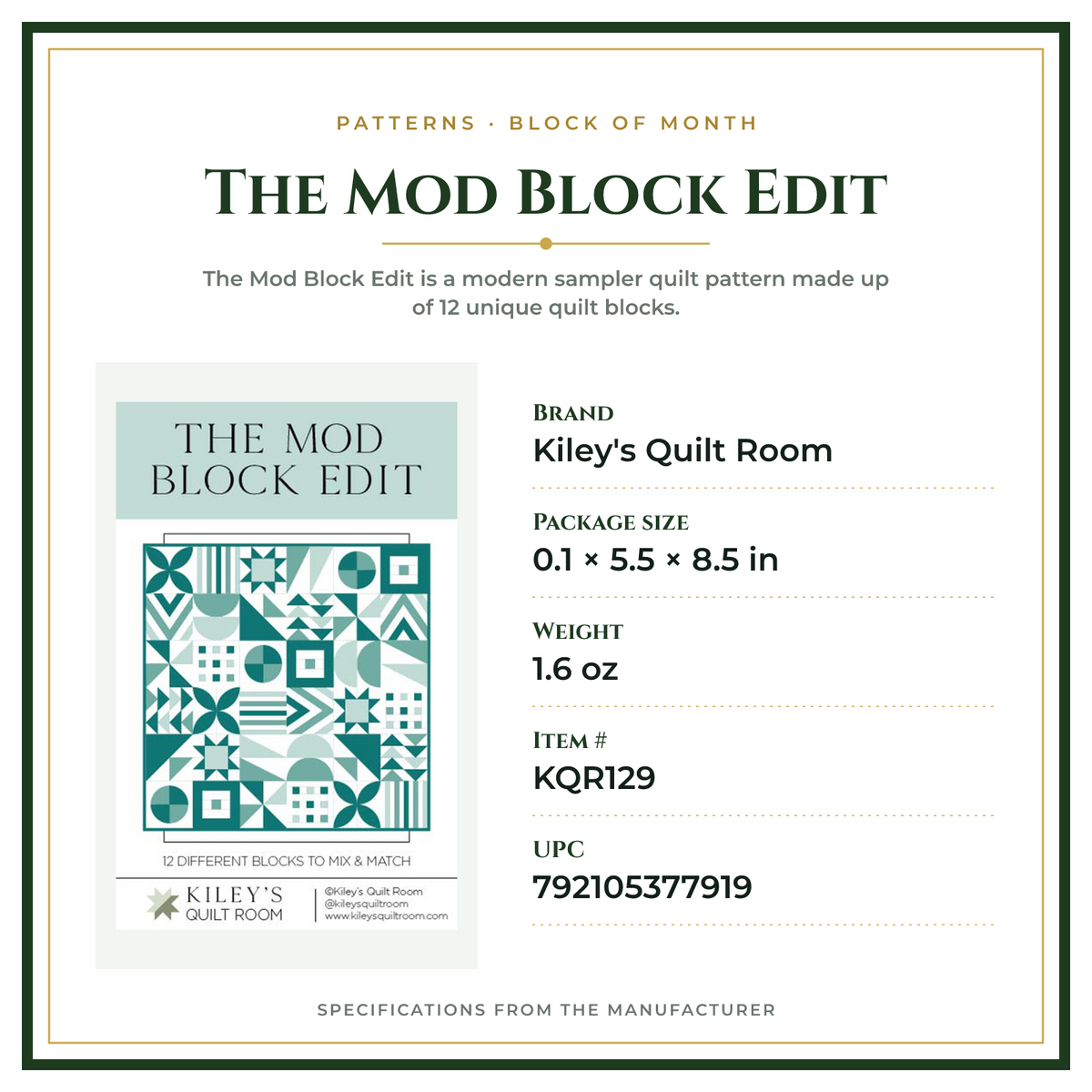 Product Specifications – The Mod Block Edit