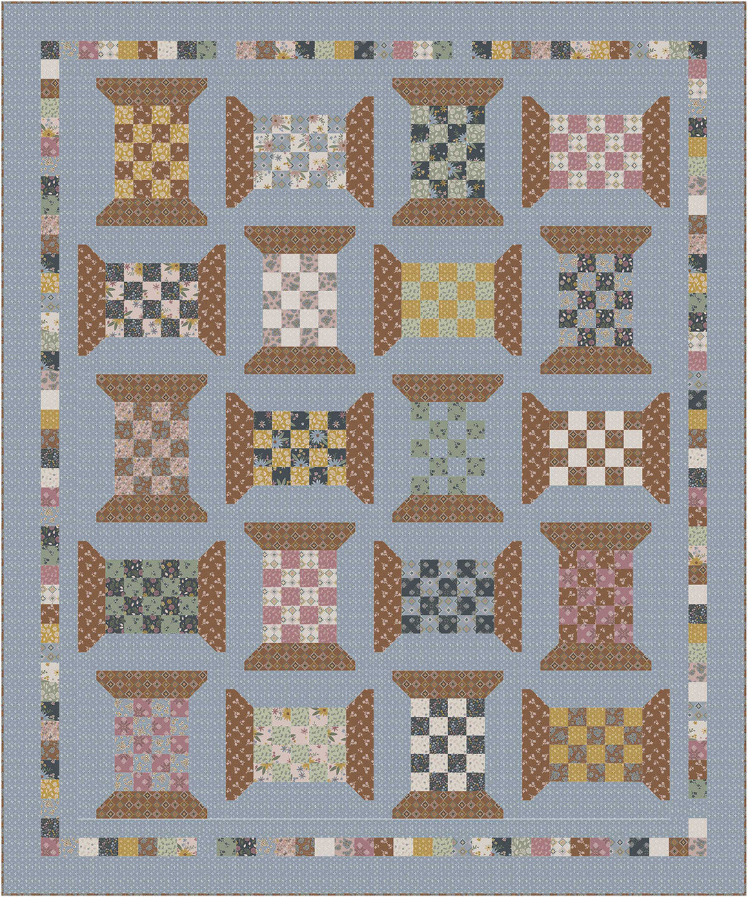 Honey Locust Checkered Spools Quilt Kit