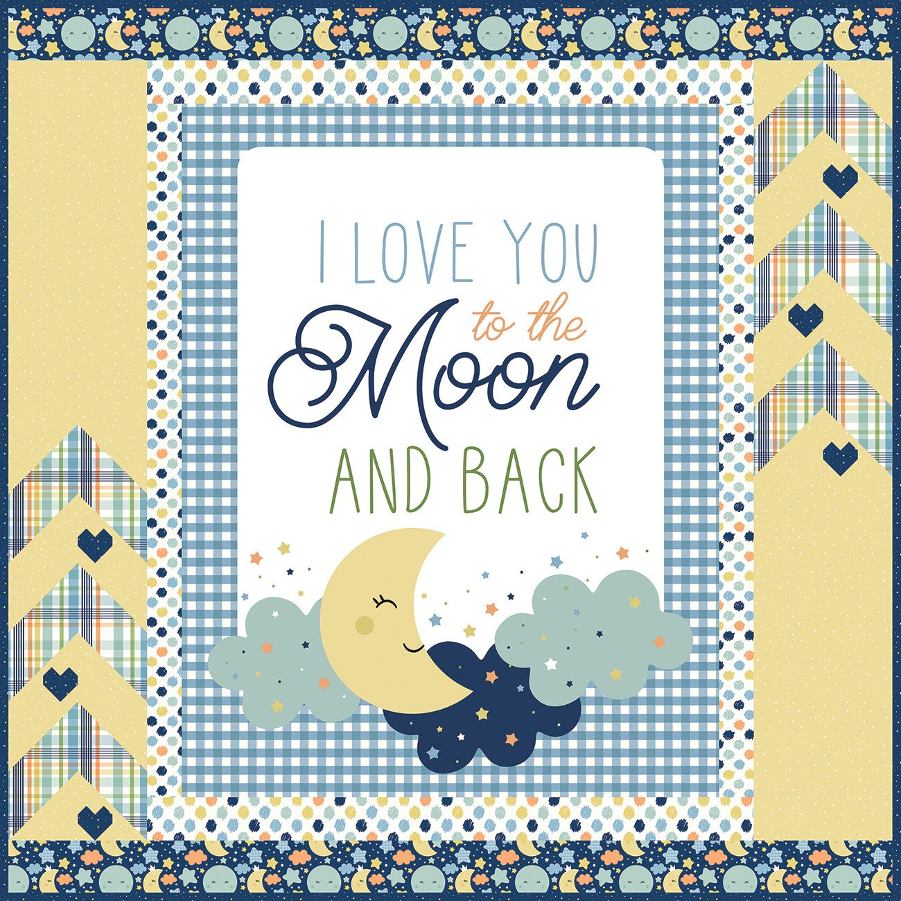 Love You to the Moon Blue Panel Quilt Kit - Love You to the Moon