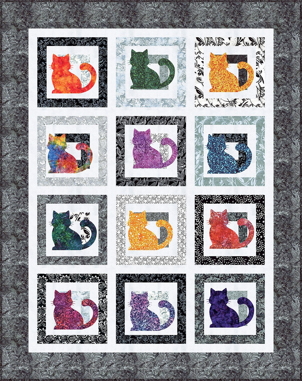 Blooms at Dusk Feline Groovy Quilt Kit